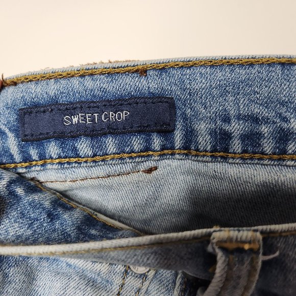 Lucky Brand 6/28 Light Wash Sweet Crop Denim Jeans Straight Flaws - Picture 5 of 6